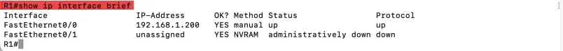 Cette capture vous montre l'interface UP avec une adresse IP.