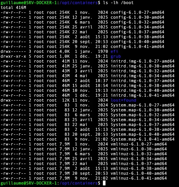 Lister le contenu de /boot
