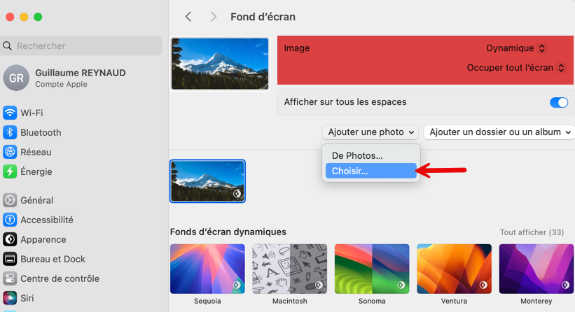 Installation d'un fond d'écran dynamique sur Mac