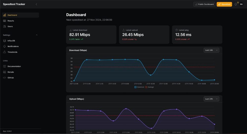 Speedtest Tracker est une application open-source conçue pour mesurer automatiquement la vitesse de votre connexion Internet 