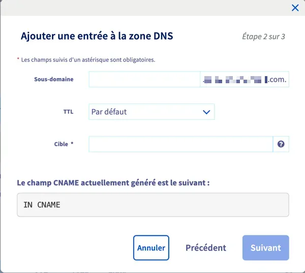 Création d’une entrée DNS sur son nom de domaine