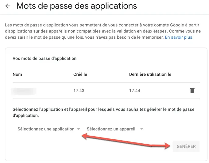 Depuis l'activation de la double authentification obligatoire chez Google, vous devez créer un mot de passe d'application spécifique pour utiliser le SMTP Gmail.