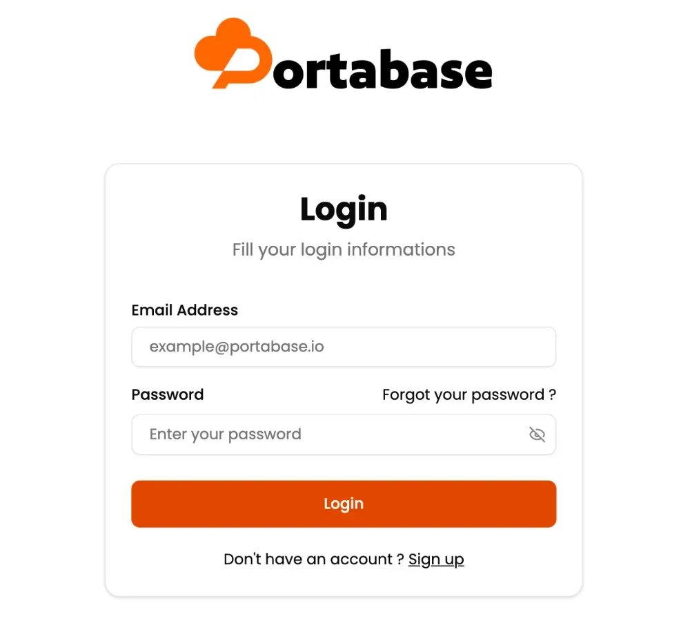 Au premier démarrage de Portabase, vous devez créer un utilisateur qui sera superadmin