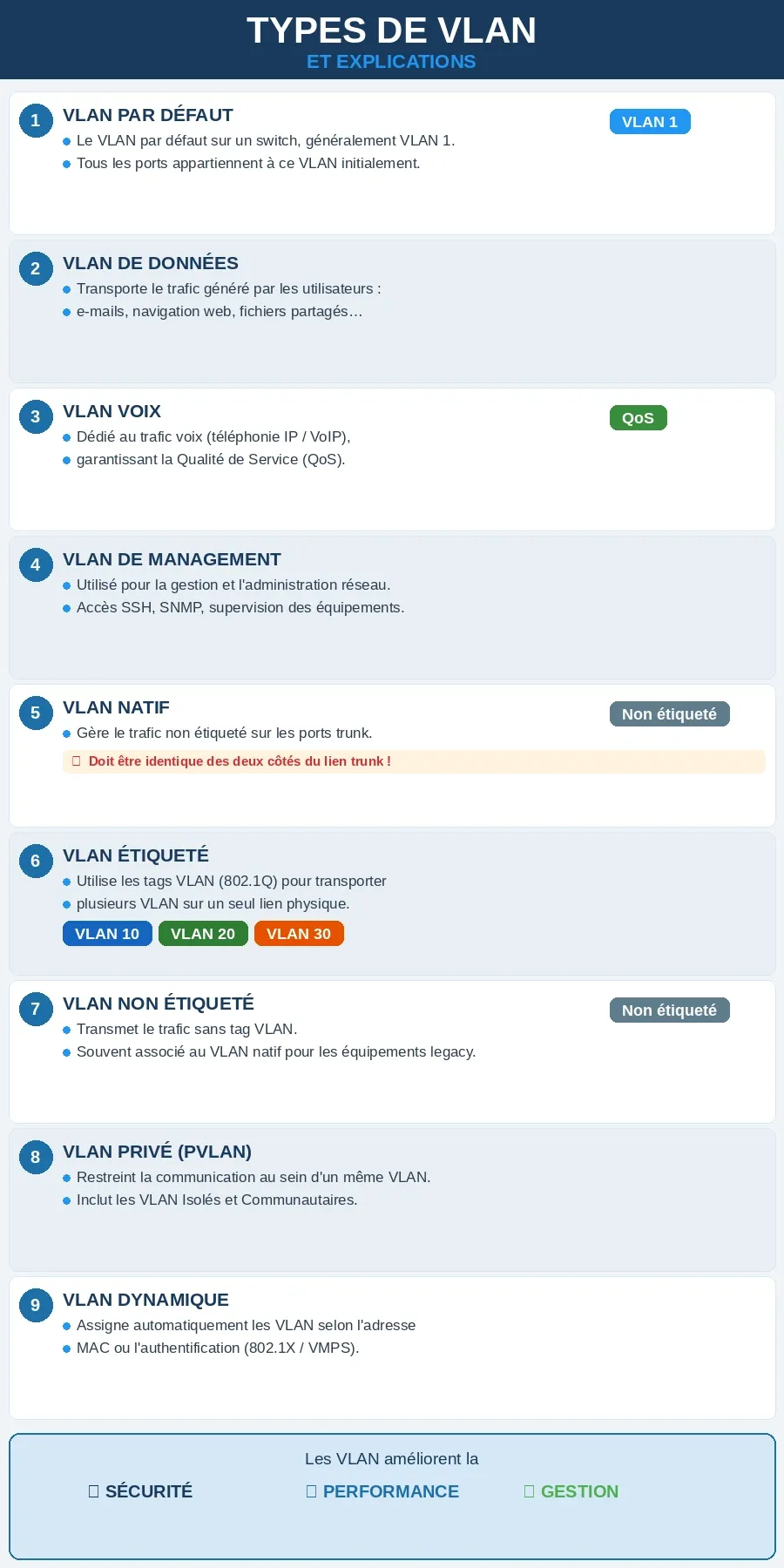 Infographie des types de vlan