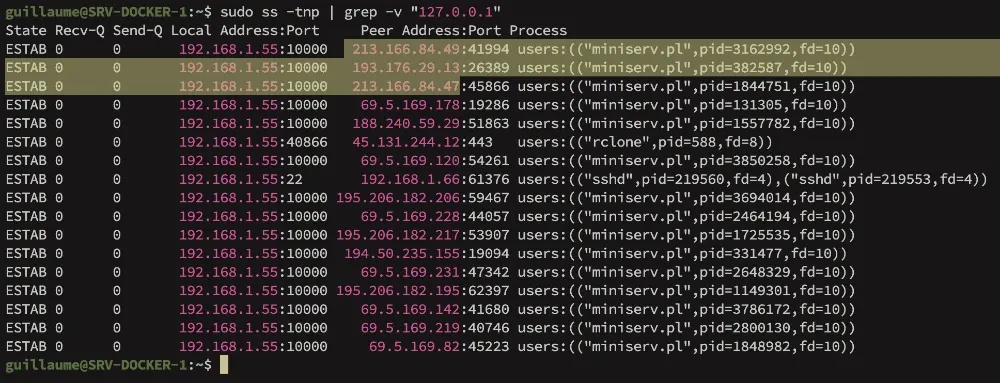 Identifier les connexions établies vers l'extérieur avec lsof