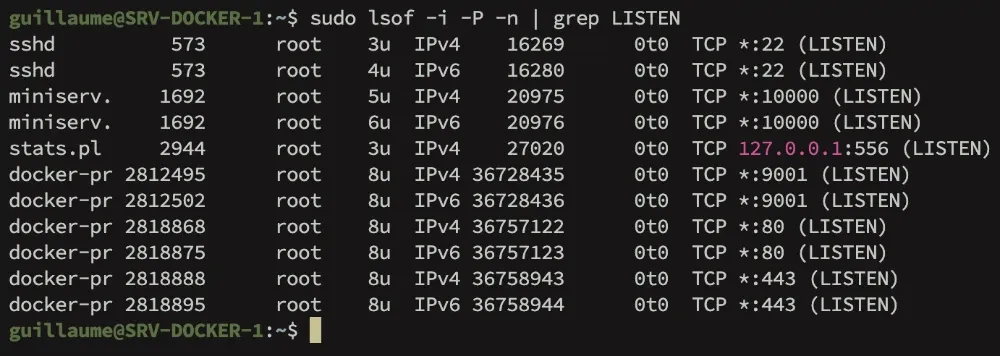 Lister tous les ports en écoute avec lsof