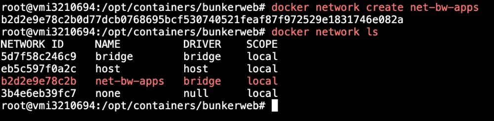 Création des réseaux Docker pour BunkerWeb