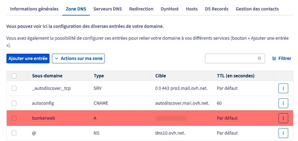 Si vous souhaitez accéder à BunkerWeb, vous devrez avoir un nom de domaine chez un hébergeur.