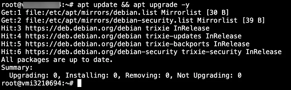 Avant toute installation, mettez à jour les paquets de votre système Debian 13