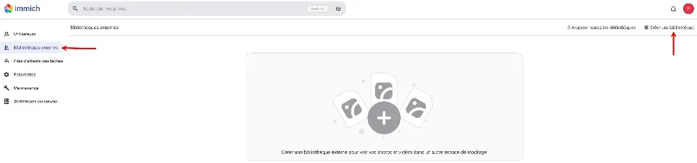 Utiliser les bibliothèques externes d'Immich pour ajouter des photos dans Immich qui sont sur un support externe