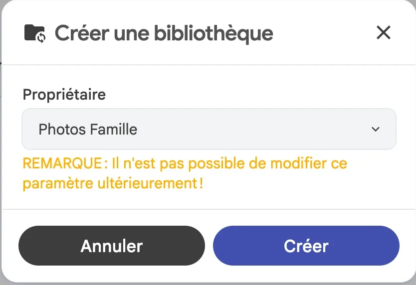 Créer une nouvelle bibliothèque pour vos photos de famille