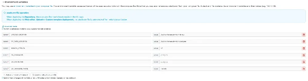 Immich nécessite un fichier stack.env pour les variables