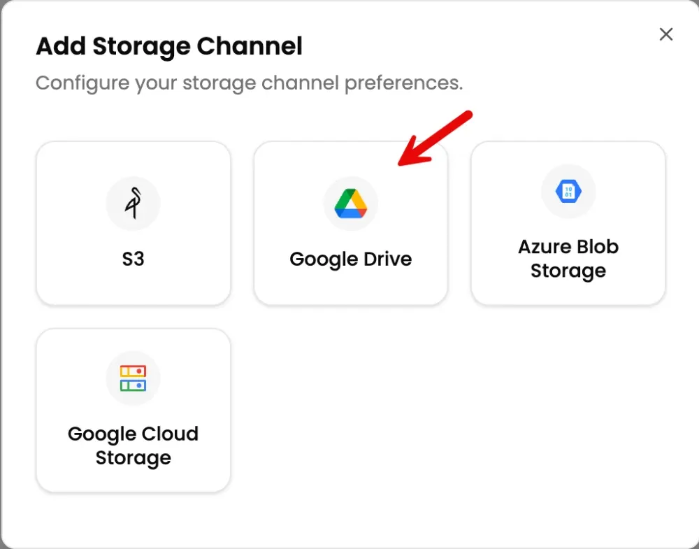 Ajouter un stockage vers Google Drive