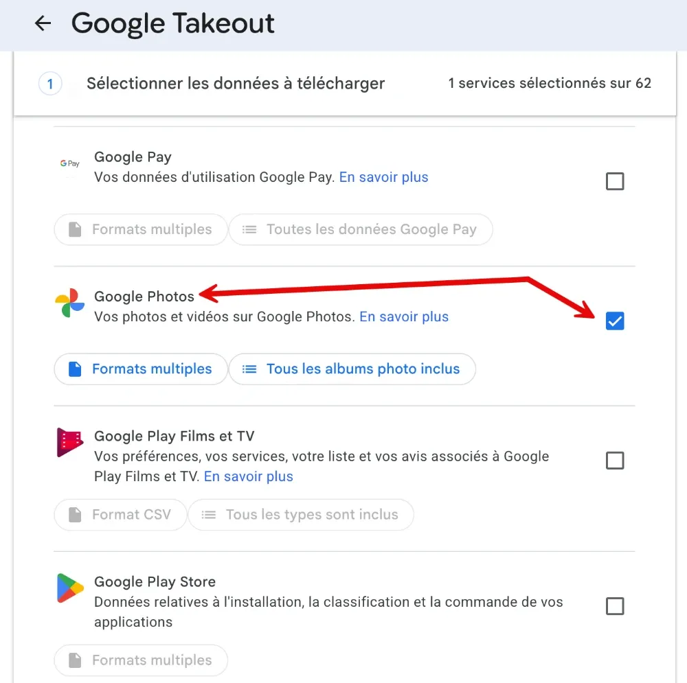 Utiliser Google Takeout pour exporter vos Photos de Google Photos vers Immich